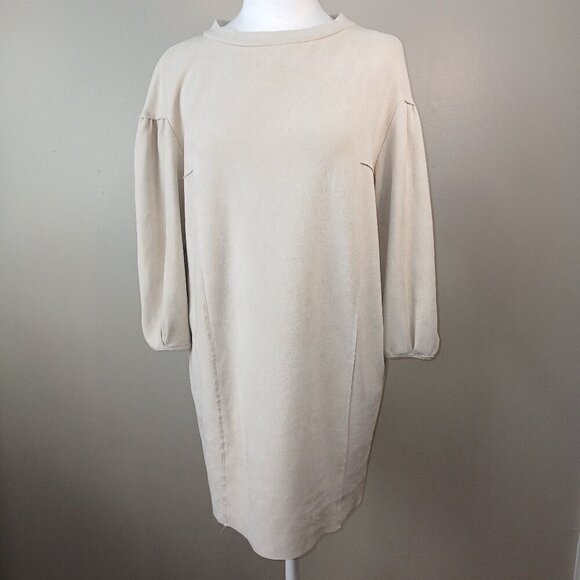 B. ORGINAL BY SHOE FLY, FAUX SUEDE MINI DRESS, CREAM COLOR, SIZE LARGE - Picture 1 of 10